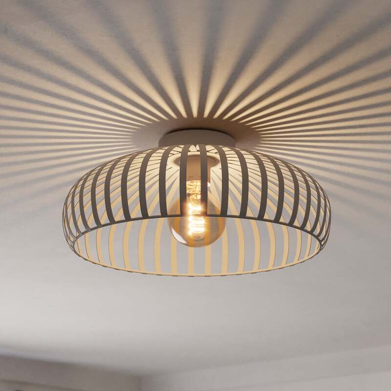 [gebraucht] B-ware Eglo Deckenleuchte Lampe Mogano 3 Led Dimmbar Beige Ø43cm Stahl 18cm Hoch