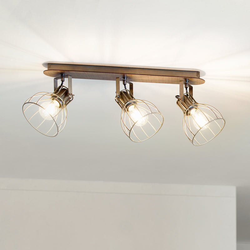 [gebraucht] B-ware Eglo Deckenlampe Sambatello Led Lampe Leuchte Dimmbar Braun/silber 3-flammig