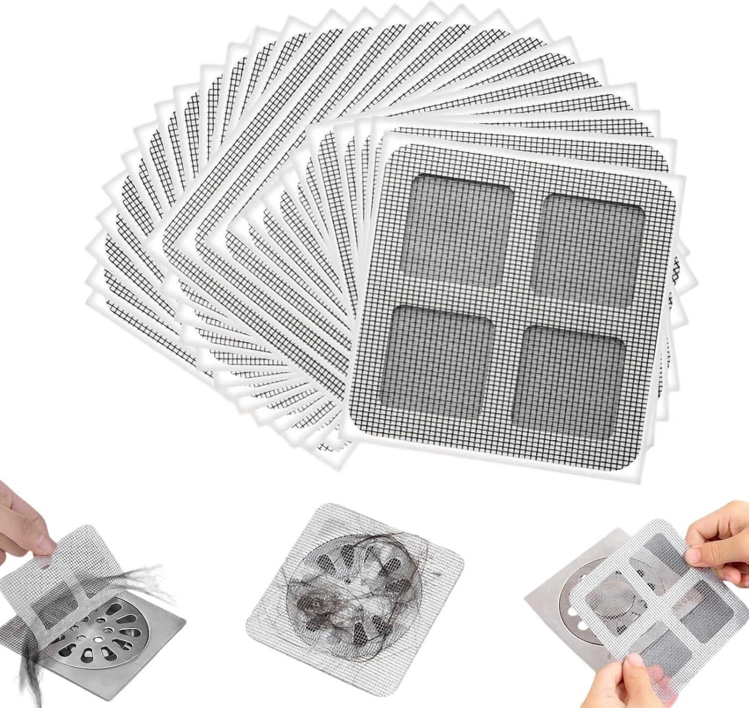 100 Stück Duschhaar-auffangfilter, Flexibler, Selbstklebender Duschhaar-filter Für Abflüsse, Küche, Badezimmer, Verhindert Verstopfungen In Waschbecken Und Badewannen