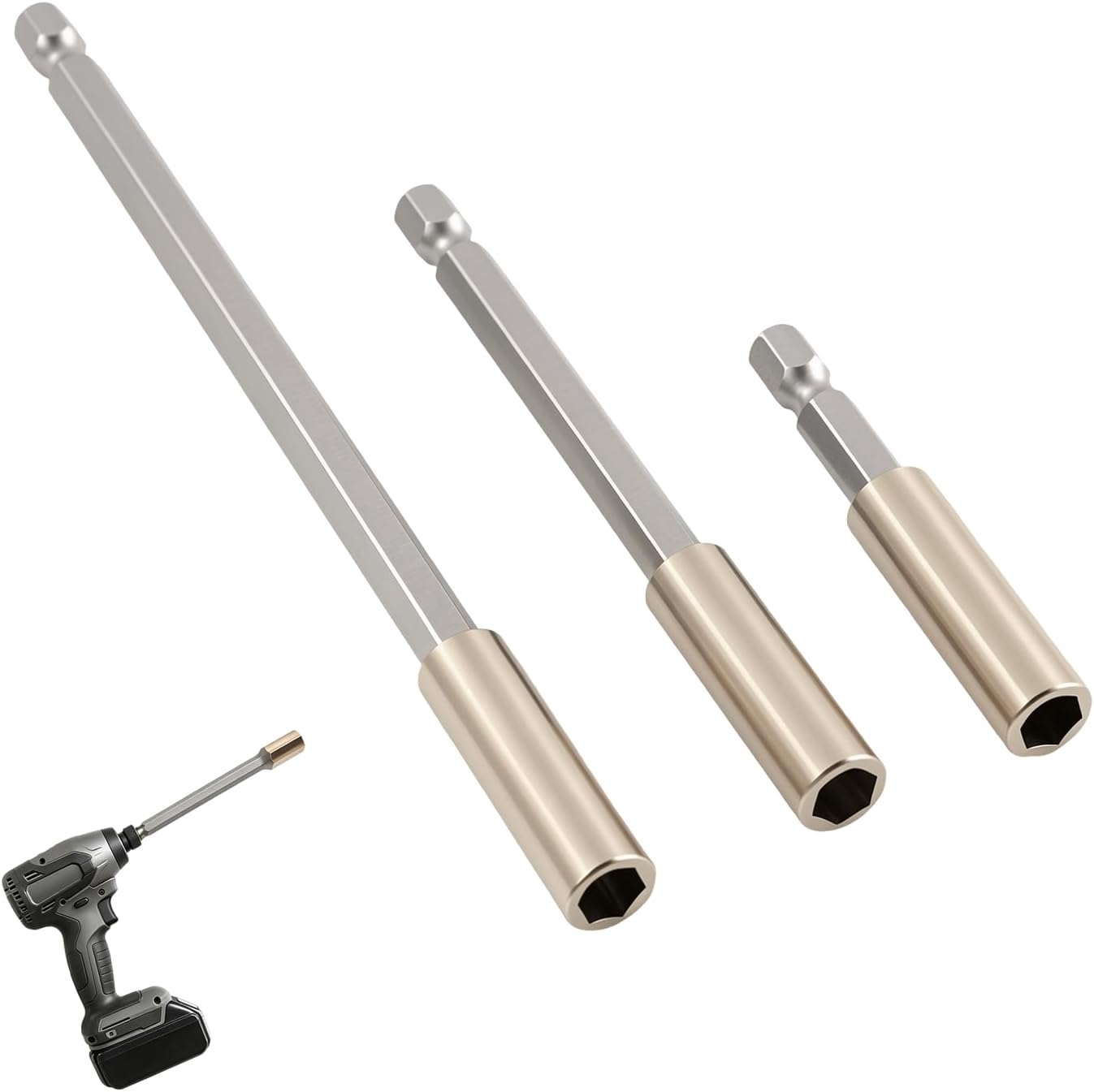 3-teiliges Magnetisches Bithalter-set, 60/100/150 Mm Schraubendreherverlängerung Aus S2-stahl, Sechskantschaft Für Schraubendreher Und Bohrmaschinen