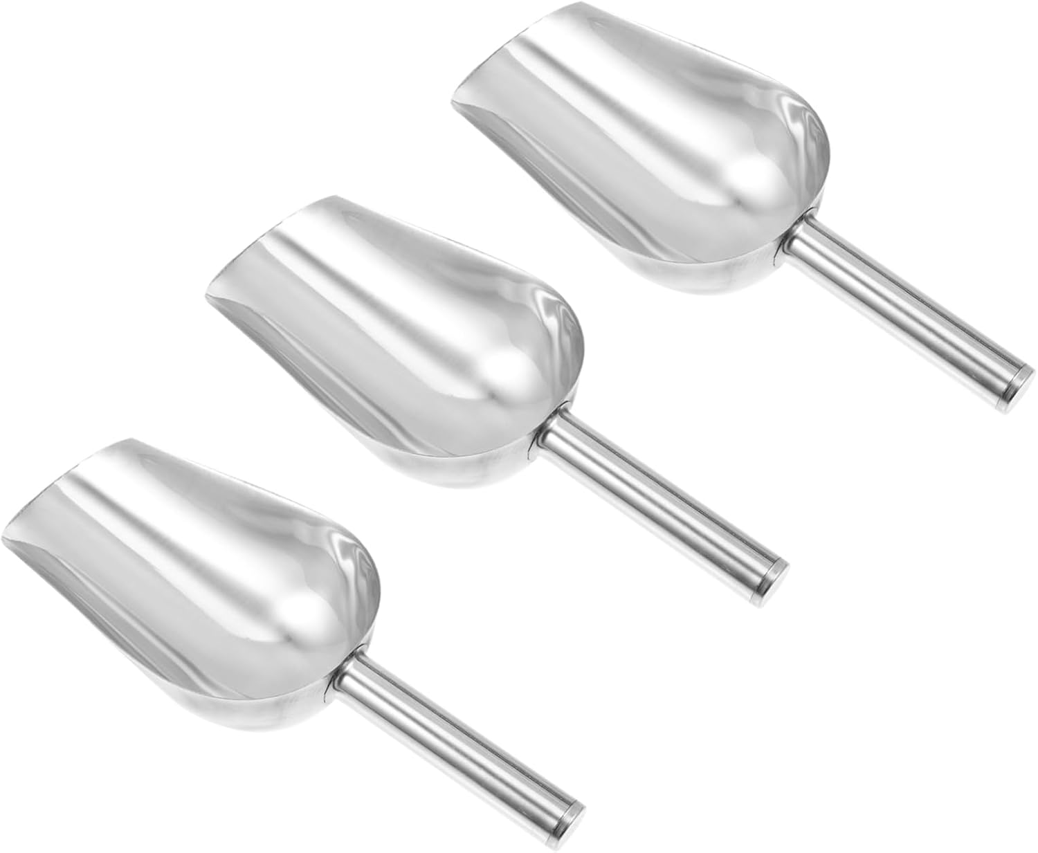 3-teiliges Eisschaufel-set Aus Edelstahl, 25 Cm Langer Griff Silber, Gratfrei Und Bruchsicher, Für Eiswürfel Und Eisbehälter In Der Küche.