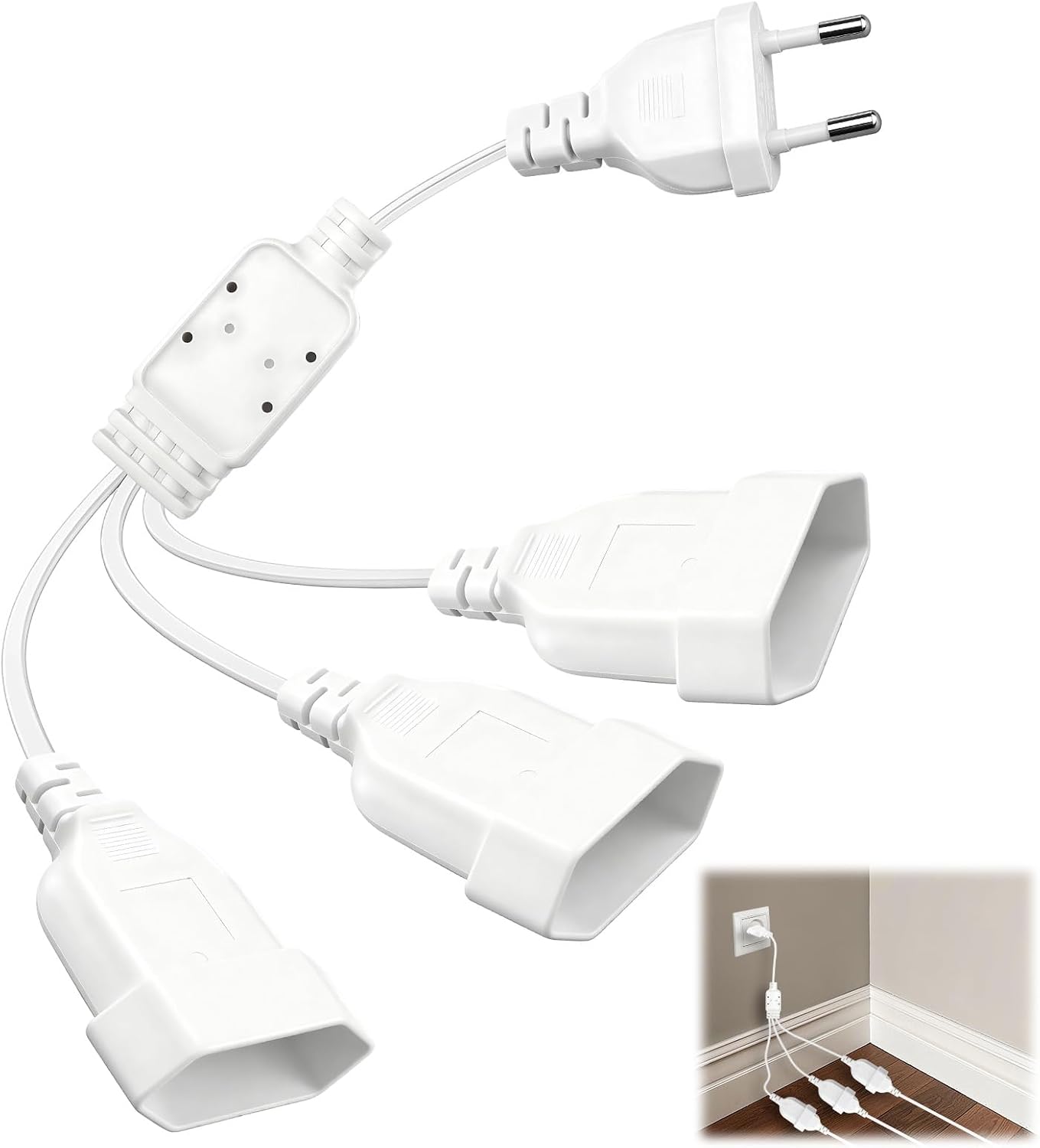 2-in-1 Flachsteckdosenleiste, 35 Cm, Flach, Für Die Montage Hinter Möbeln, 250 V/2,5 A Max. Flachstecker-verlängerungskabel Für Fernseher, Computer, Lampen, Projektoren Und Die Meisten Haushaltsgerät