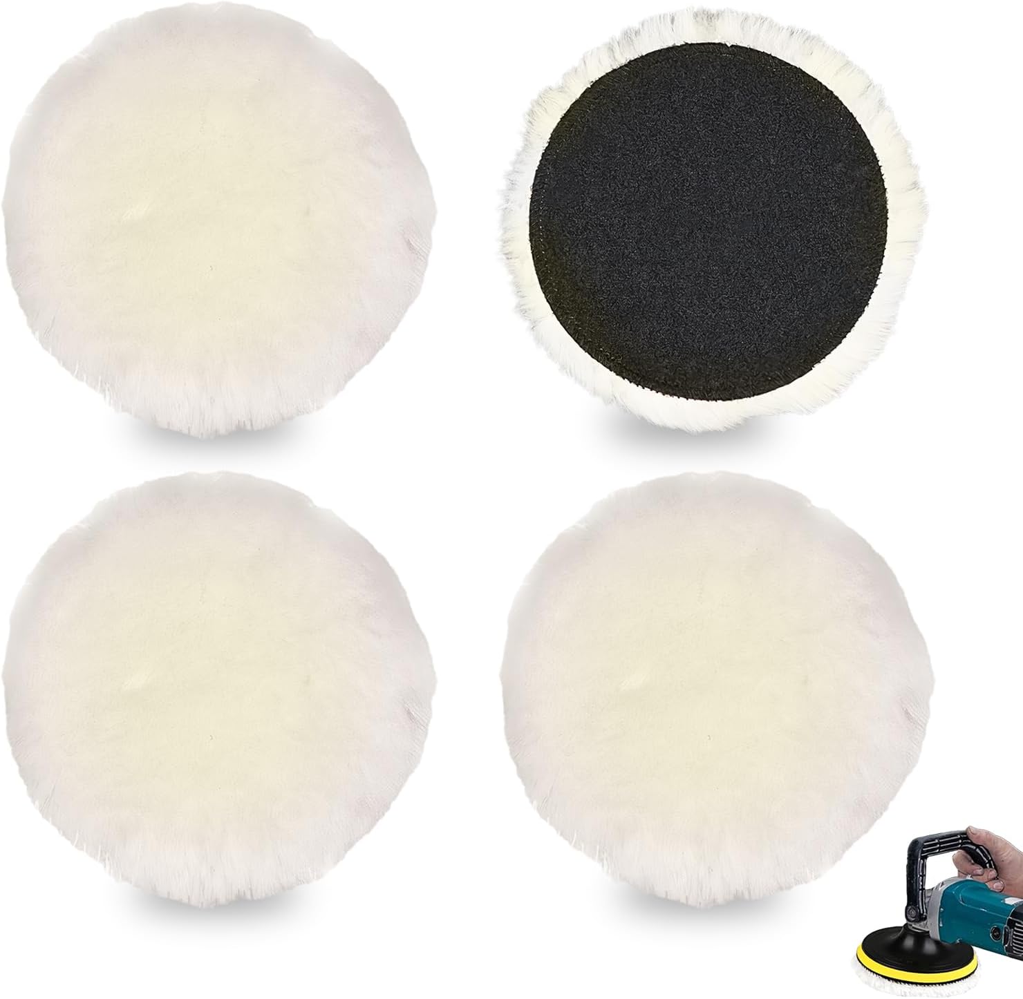 Set Mit 4 Teilen, 125 Mm Wollpolierpads, Selbstklebende Polierüberzüge Multifunktionale Polierpads Zum Polieren Und Wachsen Von Autos