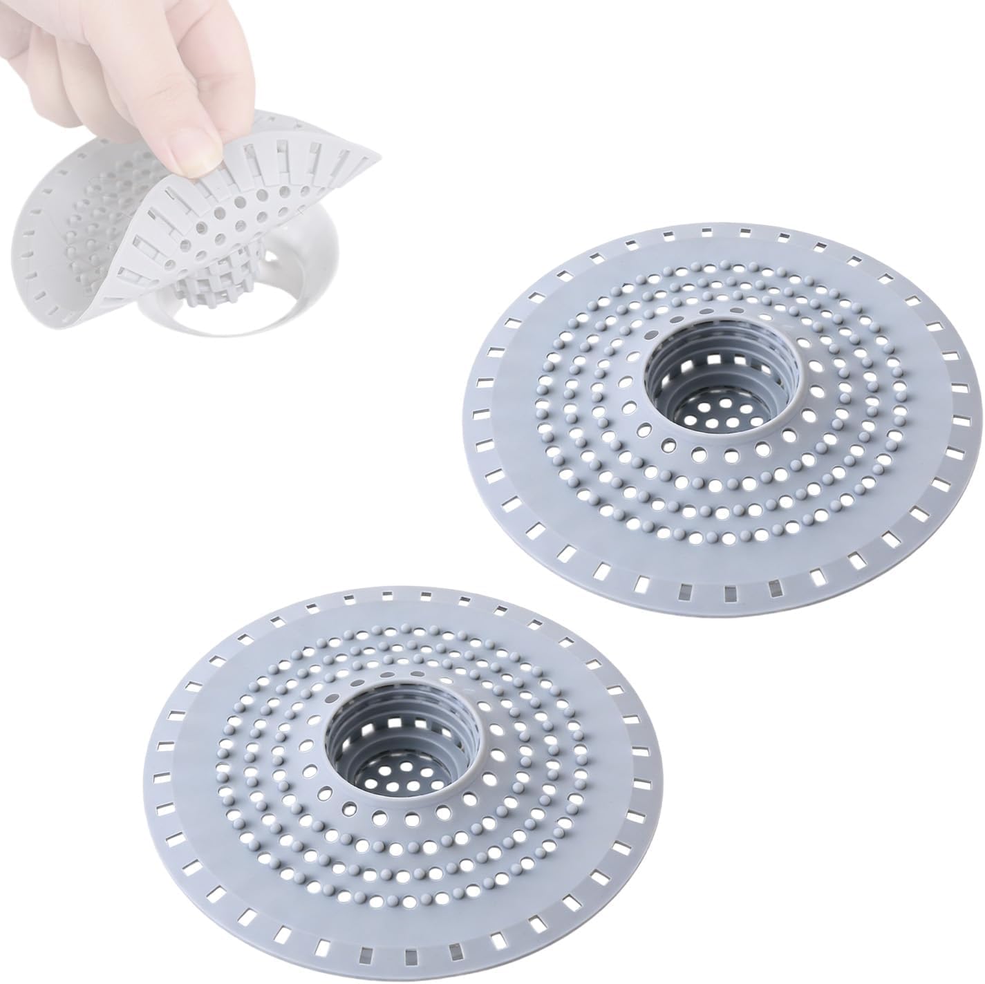 Duschhaarfilter, 2-teiliger Badewannenhaarfilter, Geruchsneutraler Silikagel-abflussstopfen, Haarfänger Für Dusche Und Badewanne, Haarsieb Für Küchenspüle