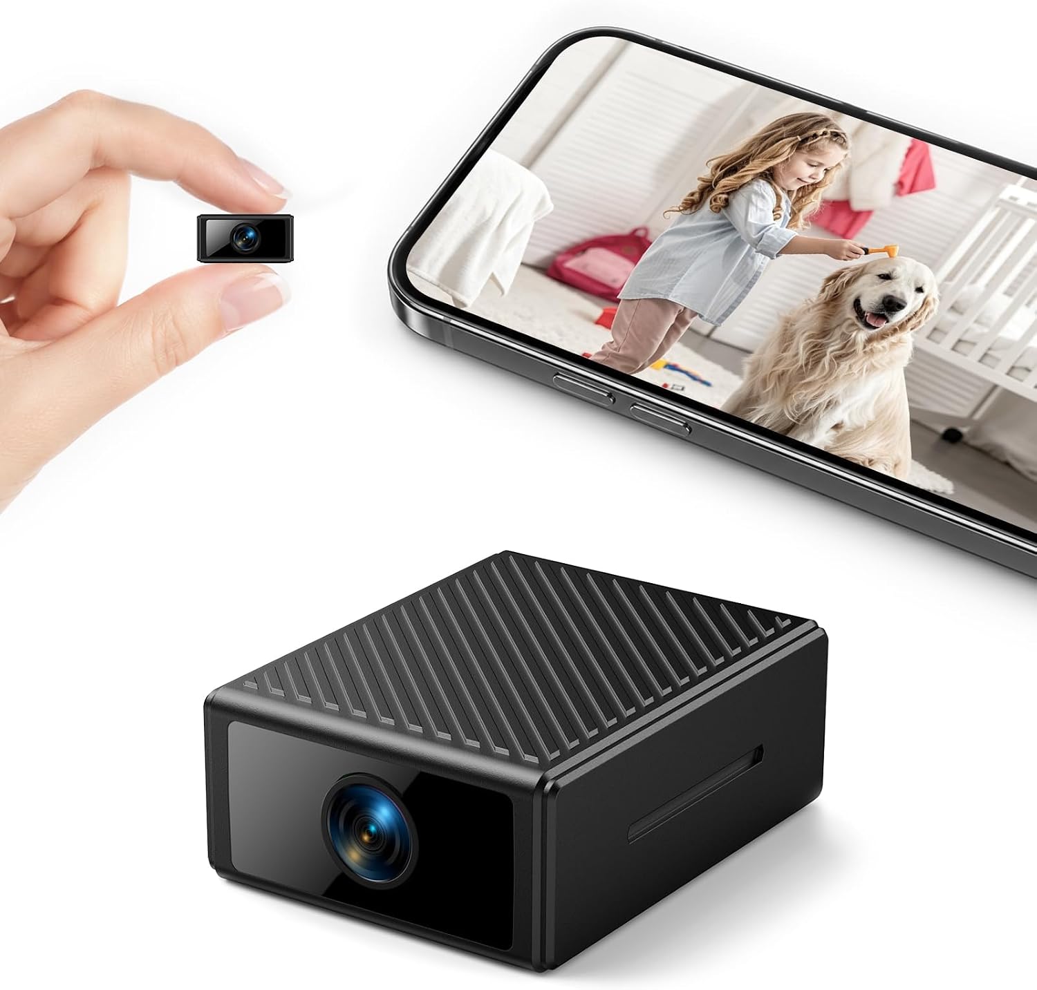 Mini Kamera 4k Wlan Überwachungskamera Innen, Wifi Kamera Mit Handy App, Live-übertragung, Nachtsicht, Bewegungserkennung, Lange Akkulaufzeit, Cloud- & Sd-kartenspeicher, Schwarz