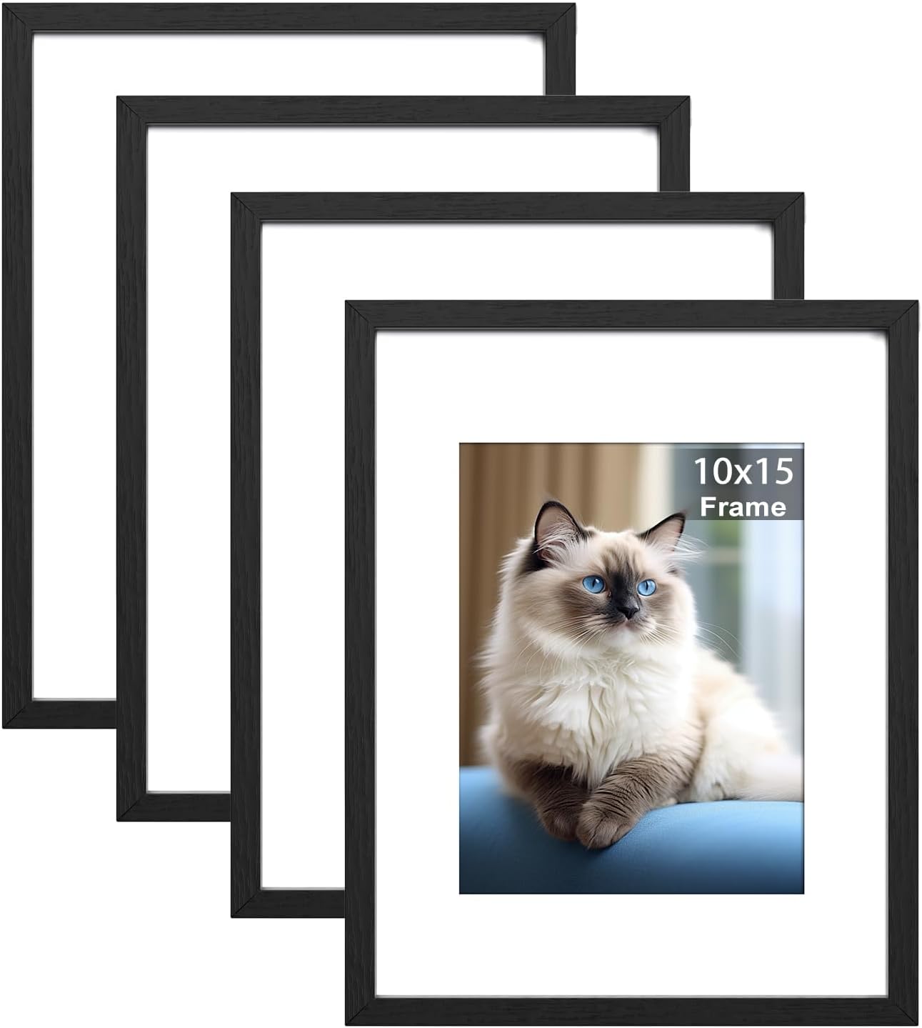4 Pack Bilderrahmen 10x15, 10x15cm Bilderrahmen Schwarz, Kann Auf Den Schreibtisch Gehängt Oder Gestellt Werden Fotorahmen, Posterrahmen Benutzt Für Wohnzimmer, Schlafzimmer, Arbeitszimmer