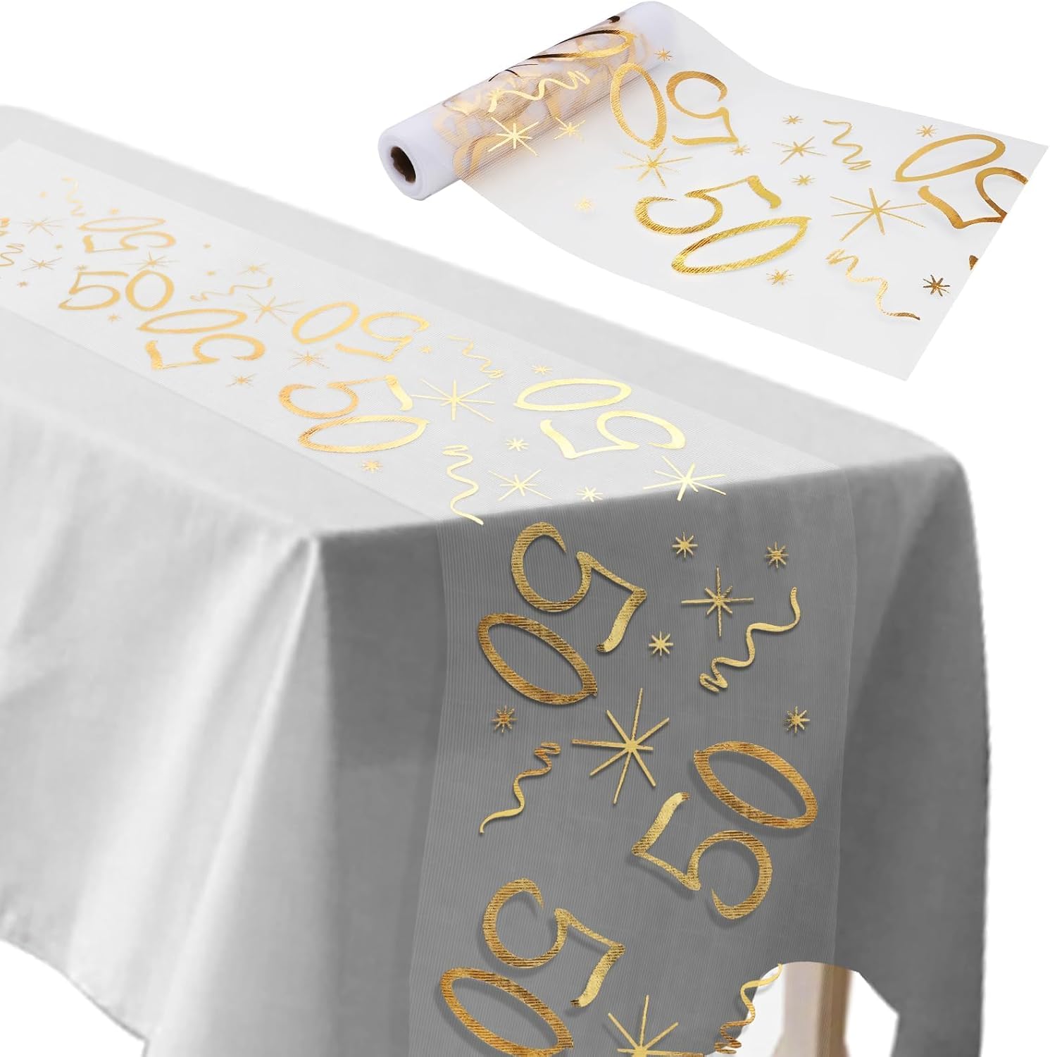 Tischläufer 50 Geburtstag Deko 28 Cm X 10 M Tischdeko Geburtstag Zuschneidbar Tischläufer Gold Männer Und Frauen Für Geburtstagsparty Jubiläumsfeier