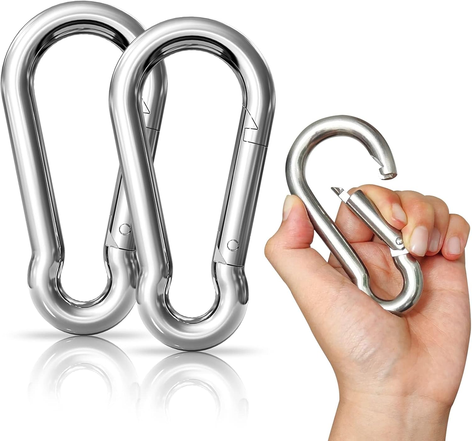 2er Karabinerhaken Set 11x120cm, Super Groß Karabiner Edelstahl 304 Karabiner Professionell Belastbar, Groß Karabinerhaken Mit Schnappverschluss Für Alle Zughilfen Und Griffe Mit Einer Öse