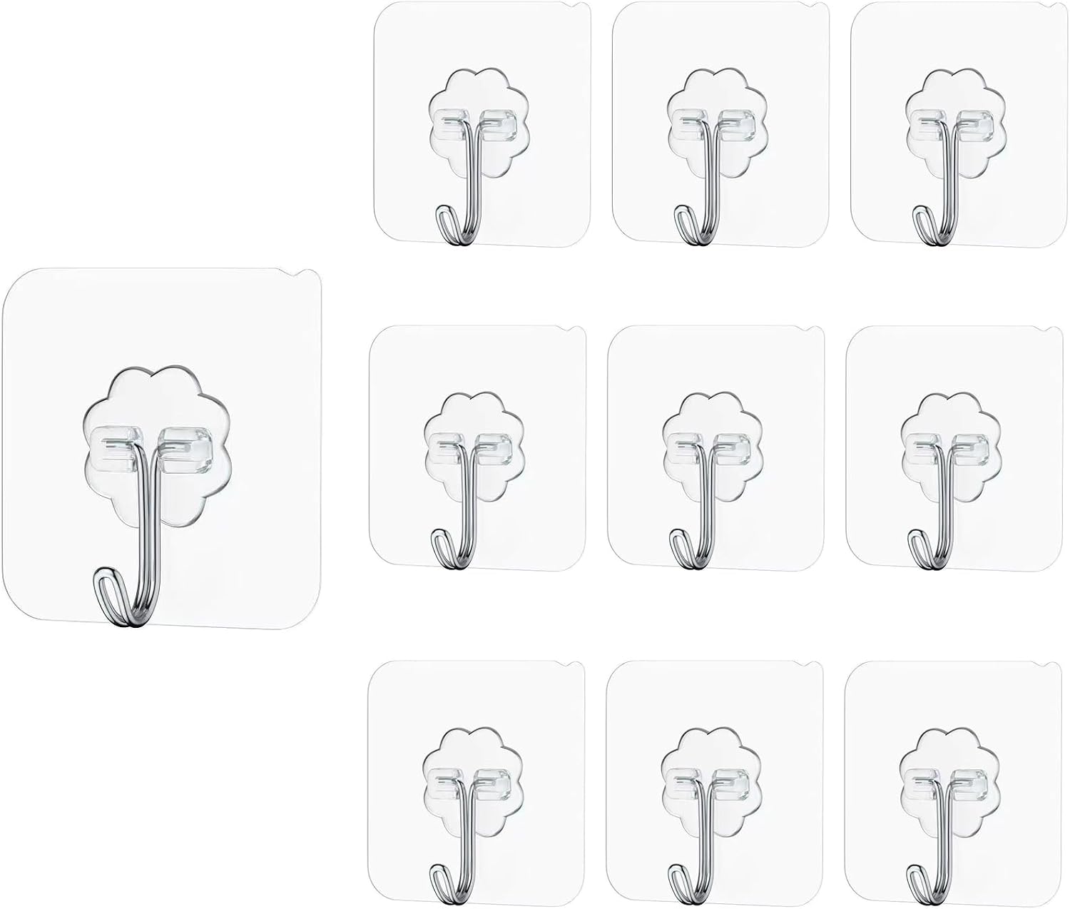 Klebehaken Extra Stark, Haken Selbstklebend, 20 Stück Klebehaken Transparent Ohne Bohren (max 10 Kg) Wandhaken Selbstklebend Für Küche Bad Wand & Decke Aufhänger