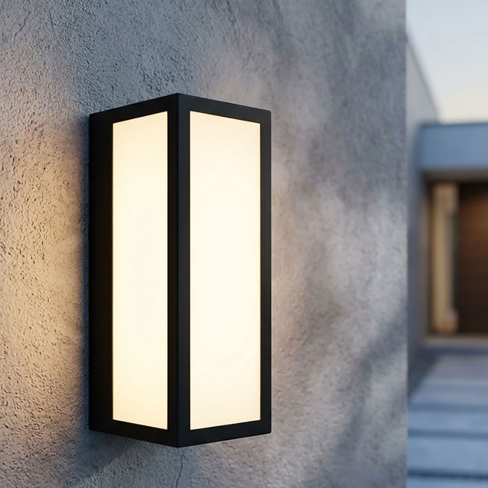 Led Außenwandleuchte Außenleuchte Gartenleuchte Eckig Schwarz Metall H 32 Cm