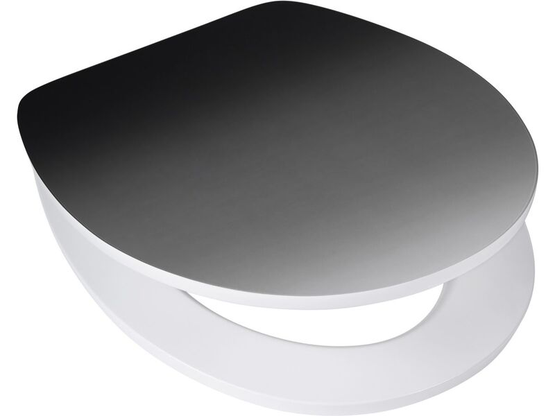 [neuwertig] B-ware Baliv Wc-sitz Alba Absenkautomatik Mdf Holzkern Bis 150kg Weiß-schwarz Elegant