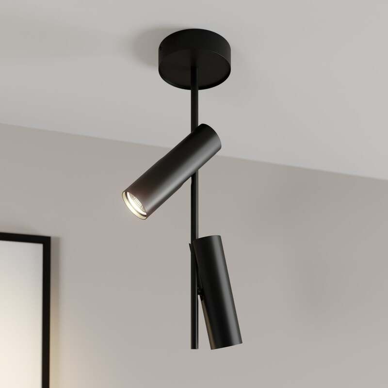[gebraucht] B-ware Deckenstrahler Leda 2 Led Dimmbar Schwarz 2-flammig Stahl Pulverbeschichtet 55cm