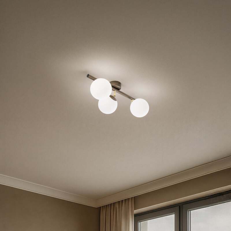 [gebraucht] B-ware Deckenleuchte Zoe 3-flammig Led Dimmbar Braun Weiß Satiniert 46 X 12 Cm Lampe