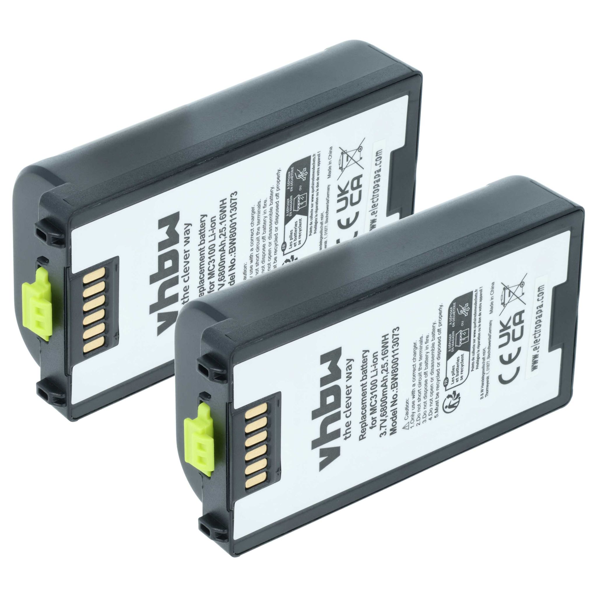 Vhbw 2x Akku Kompatibel Mit Zebra Mc3190-gl4h04e0a Mc3190-kk0pbbg00wr, Mc3190-rl2s04e0a Barcodescanner Pos (6800 Mah, 3,7 V, Li-ion)