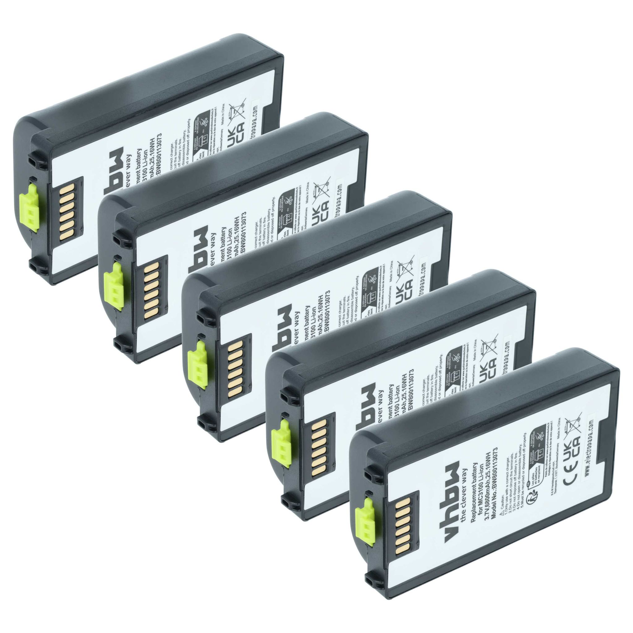 Vhbw 5x Akku Ersatz Für Zebra Btry-mc3xkaboe Für Barcodescanner Pos (6800 Mah, 3,7 V, Li-ion)