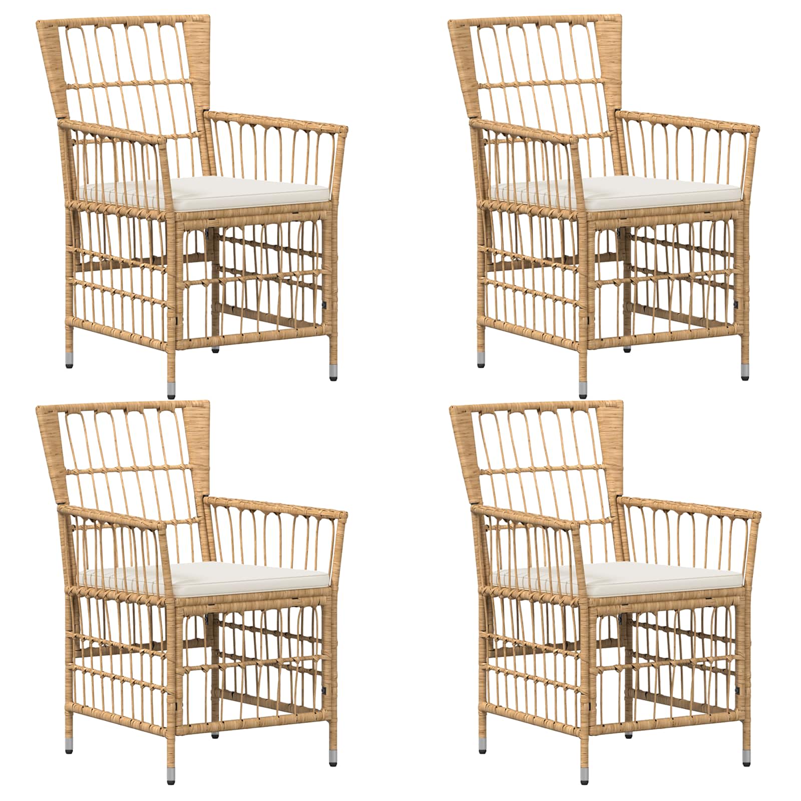 Gartenstühle 4 Stk. Natur Pe Rattan, Stahl Und Polyesterstoff Vidaxl