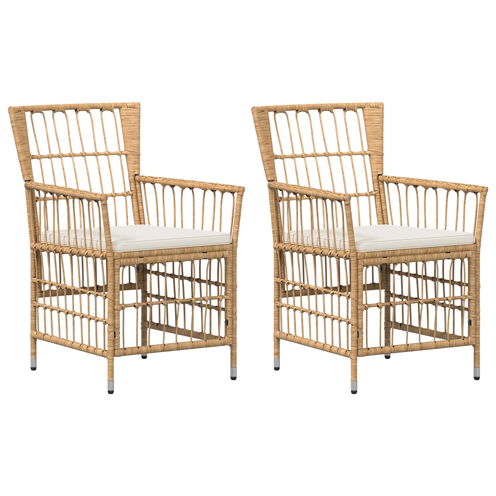 Gartenstühle 2 Stk. Natur Pe Rattan, Stahl Und Polyesterstoff Vidaxl