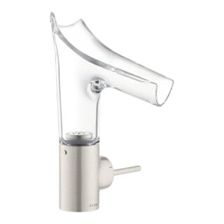 hansgrohe Waschtisch-Einhebelmischer Axor Starck V 140 m Glas, unver Abl.garn, Edelstahl-Optik