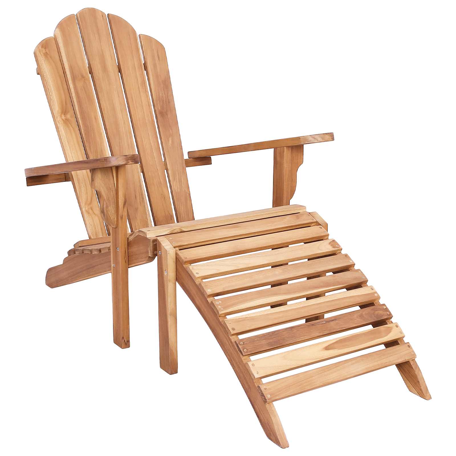 Garten-adirondack-stuhl Mit Fußstütze Natur Massivholz Teak Vidaxl