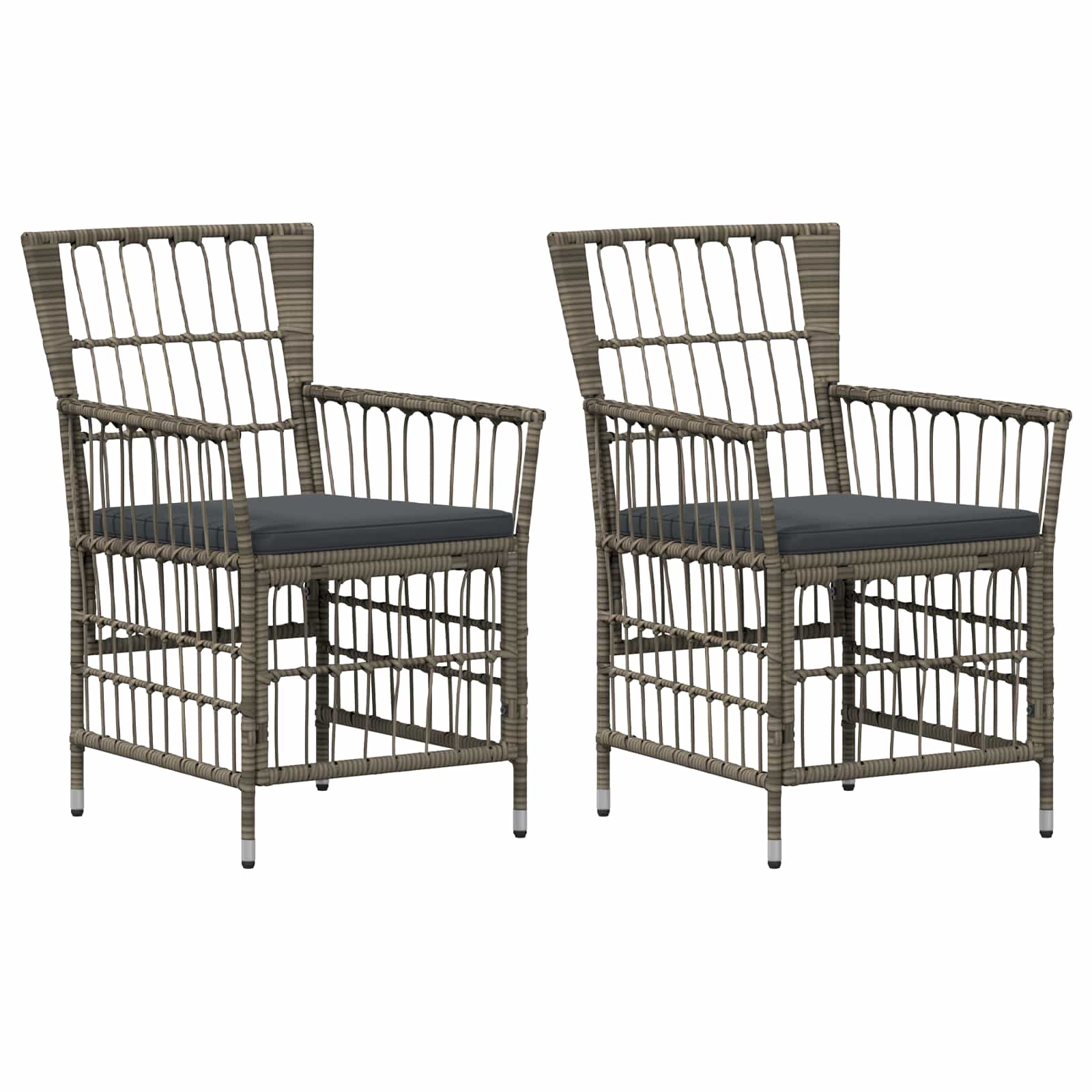 Gartenstühle 2 Stk. Grau Pe Rattan, Stahl Und Polyesterstoff Vidaxl