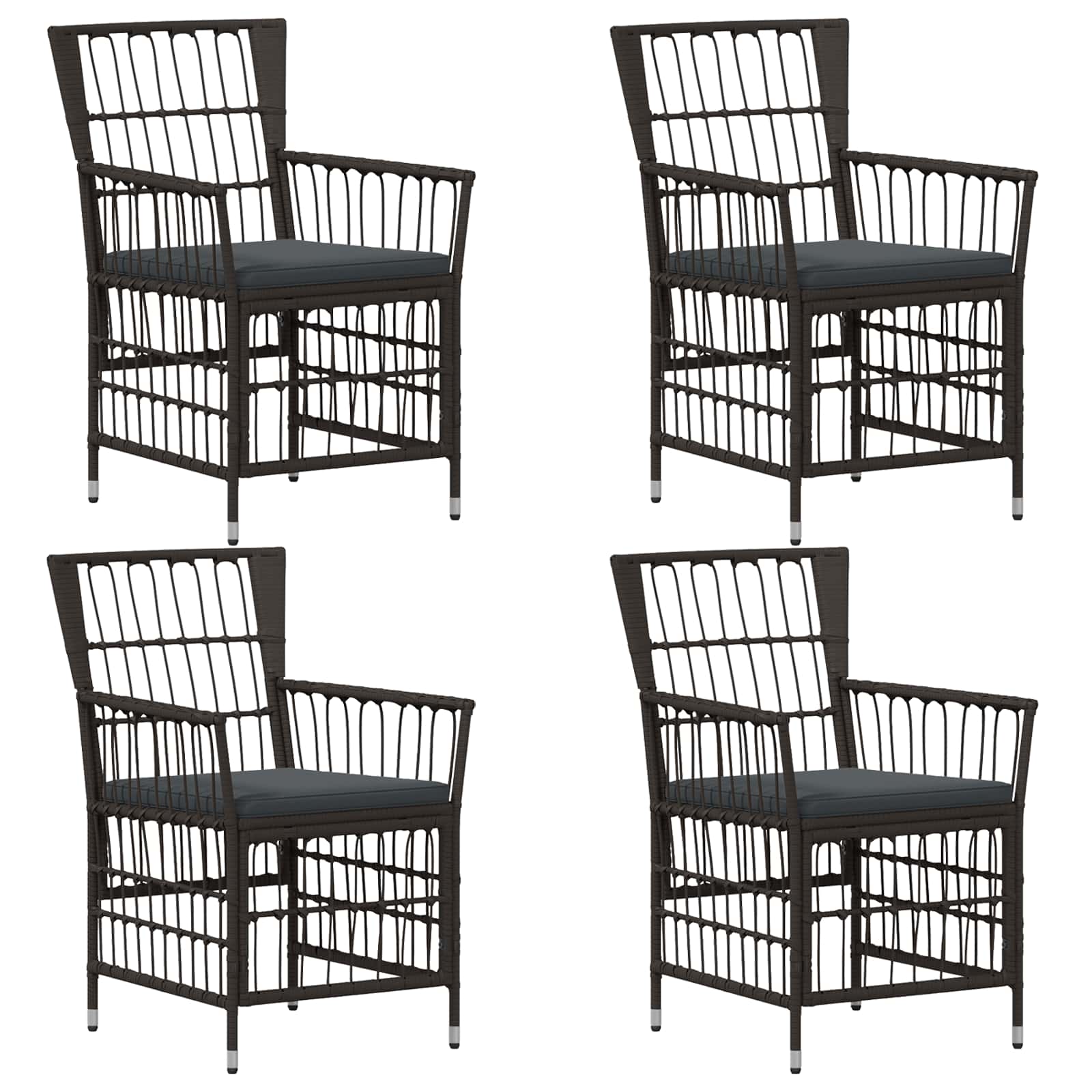 Gartenstühle 4 Stk. Schwarz Pe Rattan, Stahl Und Polyesterstoff Vidaxl