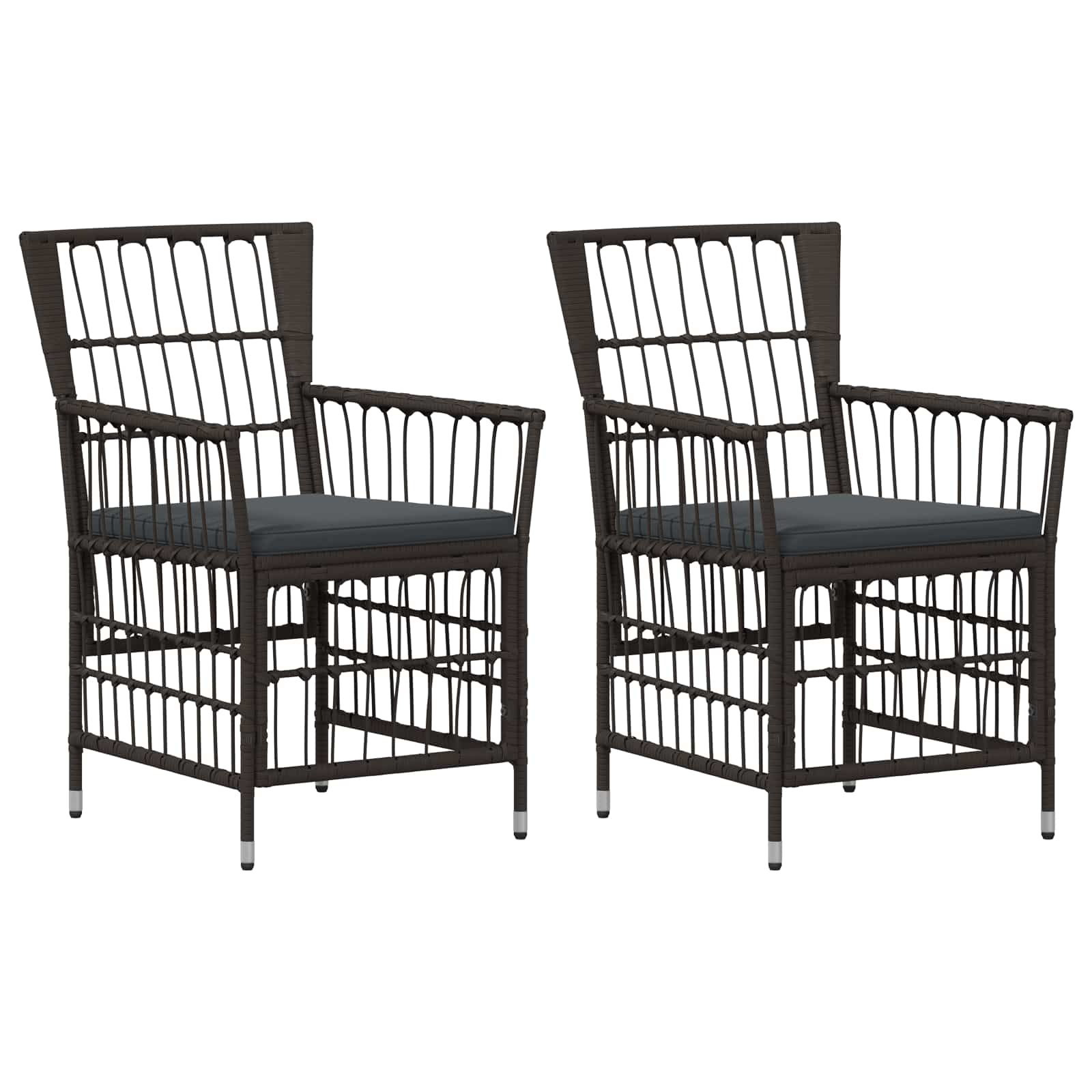 Gartenstühle 2 Stk. Schwarz Pe Rattan, Stahl Und Polyesterstoff Vidaxl