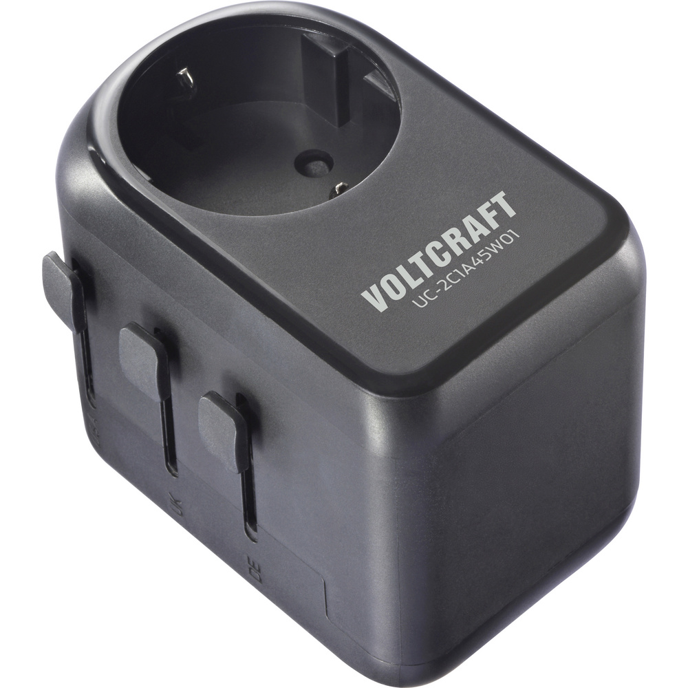 Voltcraft Uc-2c1a45w01 Reiseladeadapter 45 W 2x Usb-c®, 1x Usb-a Fast Charge Schwarz Innenbereich Mi