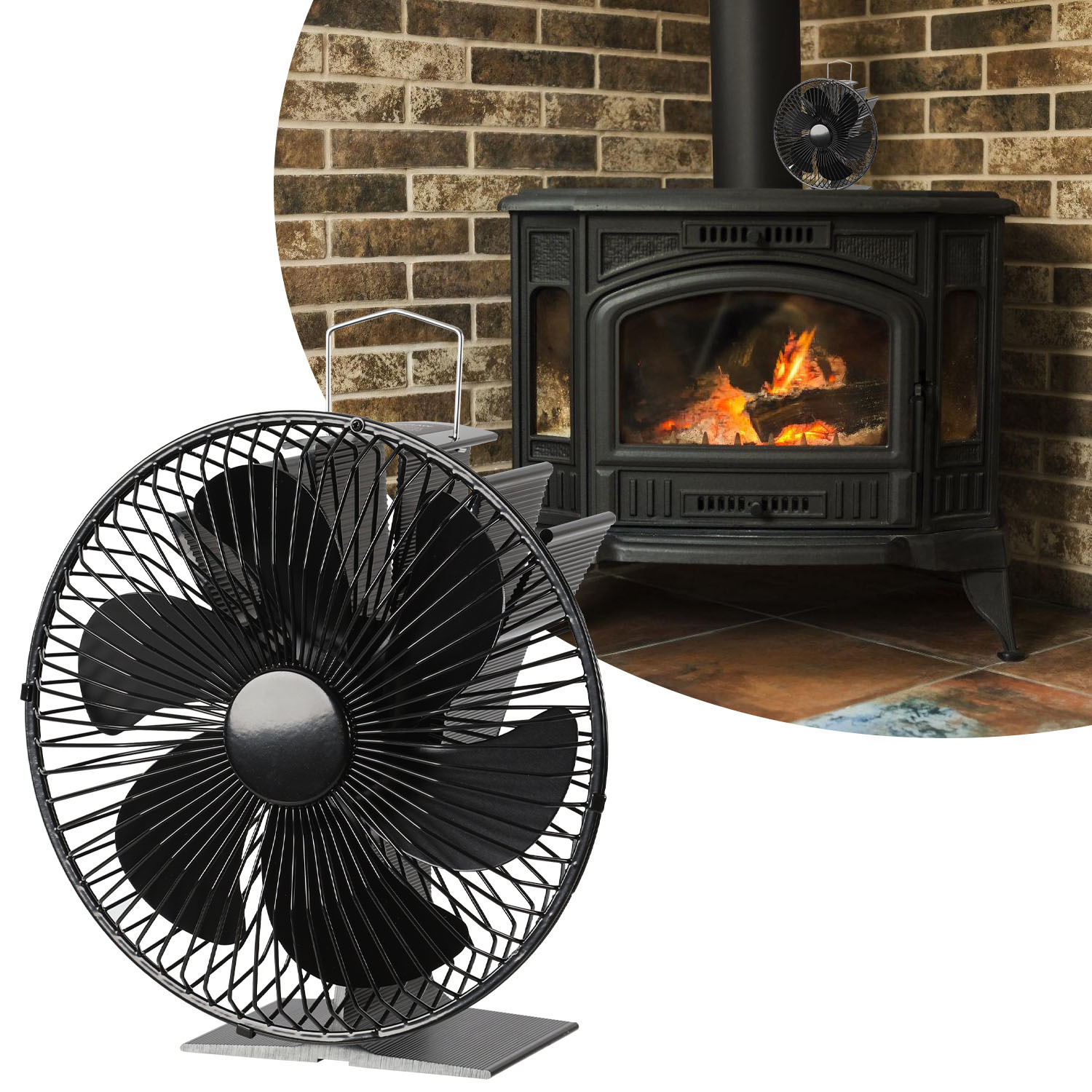 Wolketon Kaminofen Ventilator Herd Lüfter Gebläse Stromloser Holzbrenner Ofenventilator