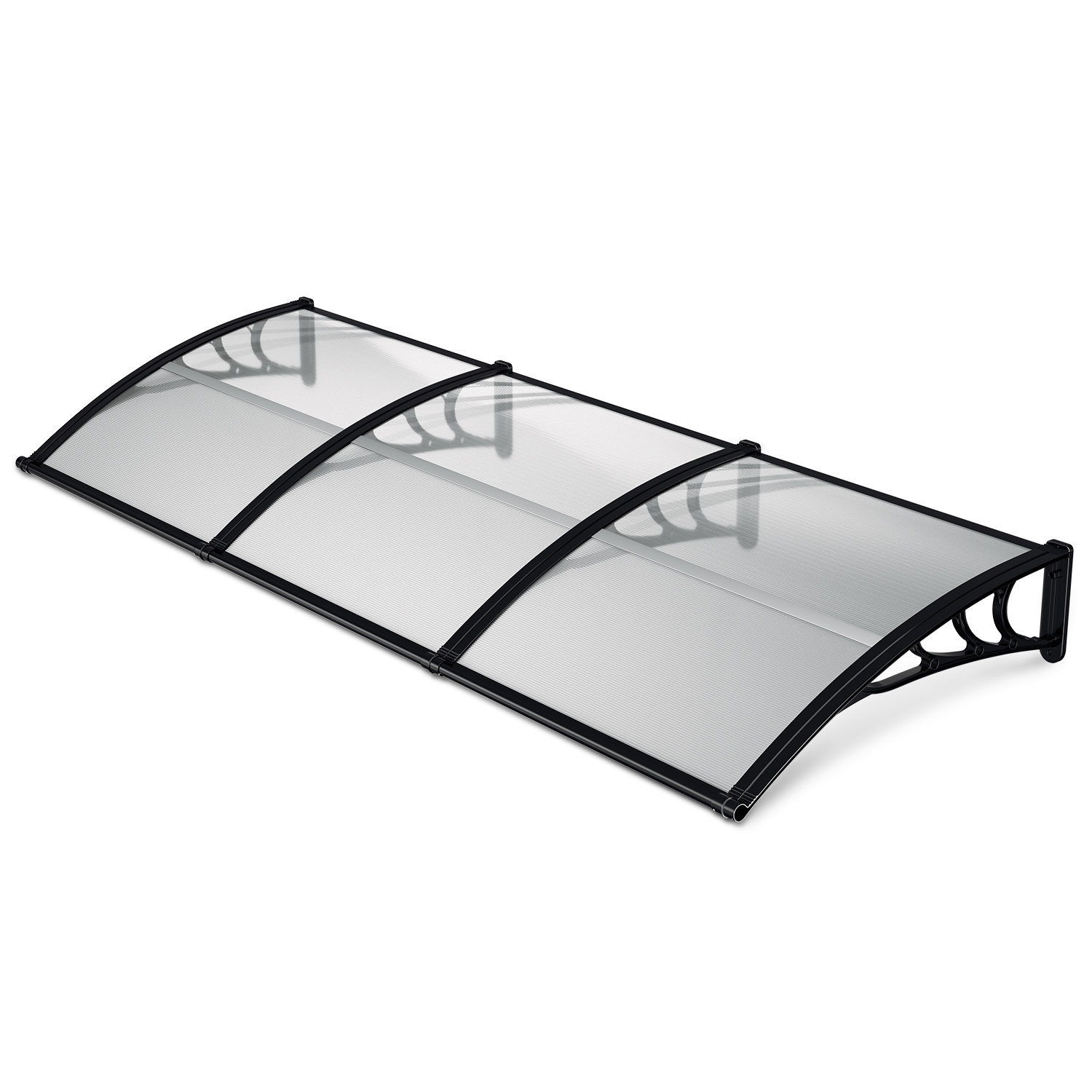 Wolketon Vordach Haustür Mit Regenrinne 300 X 100 Cm, Türüberdachung Aus Polycarbonat, Schwarz/transparent, Regenschutz Für Eingang