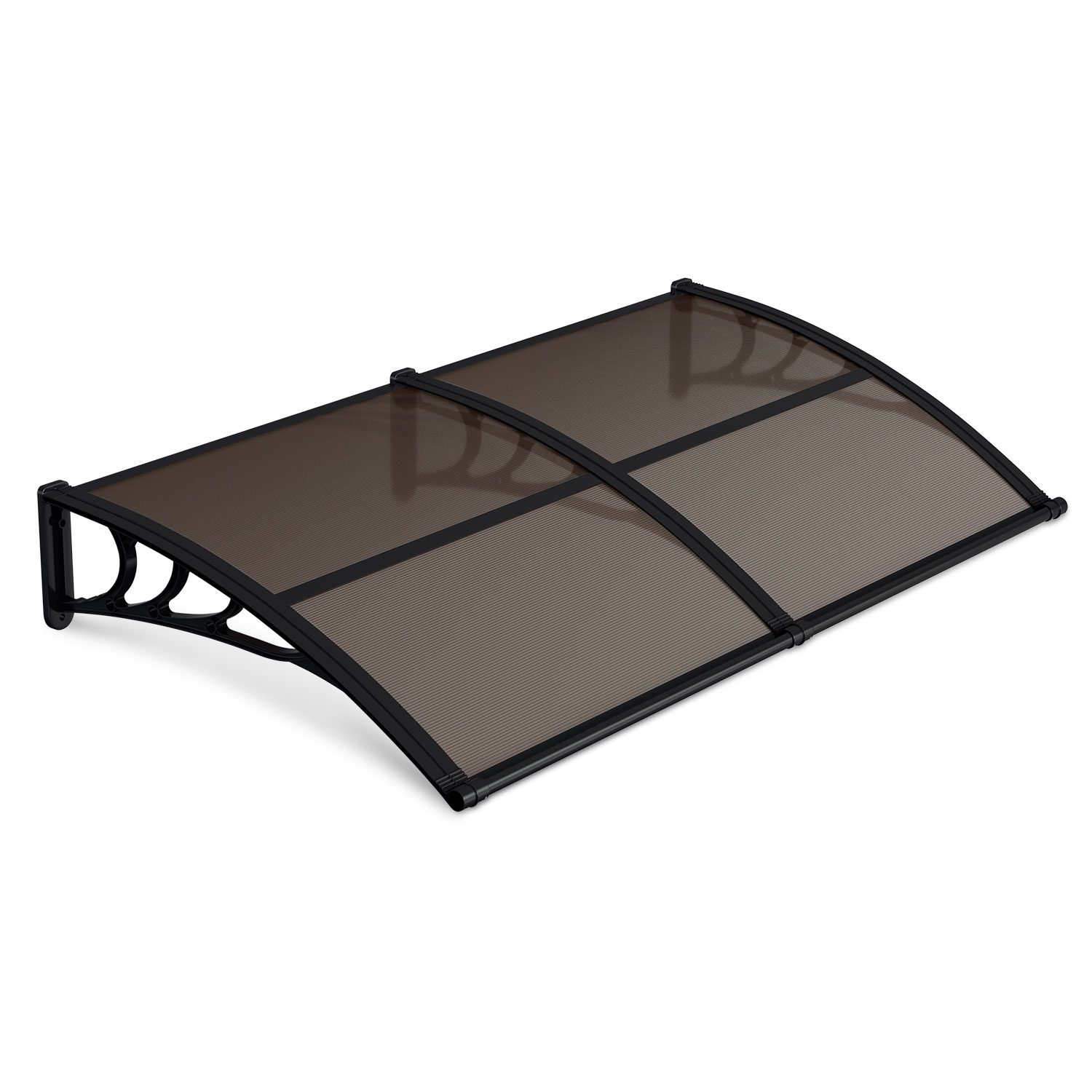 Wolketon Vordach Haustür Mit Regenrinne 200 X 100 Cm, Türüberdachung Aus Polycarbonat, Schwarz/braun, Regenschutz Für Eingang