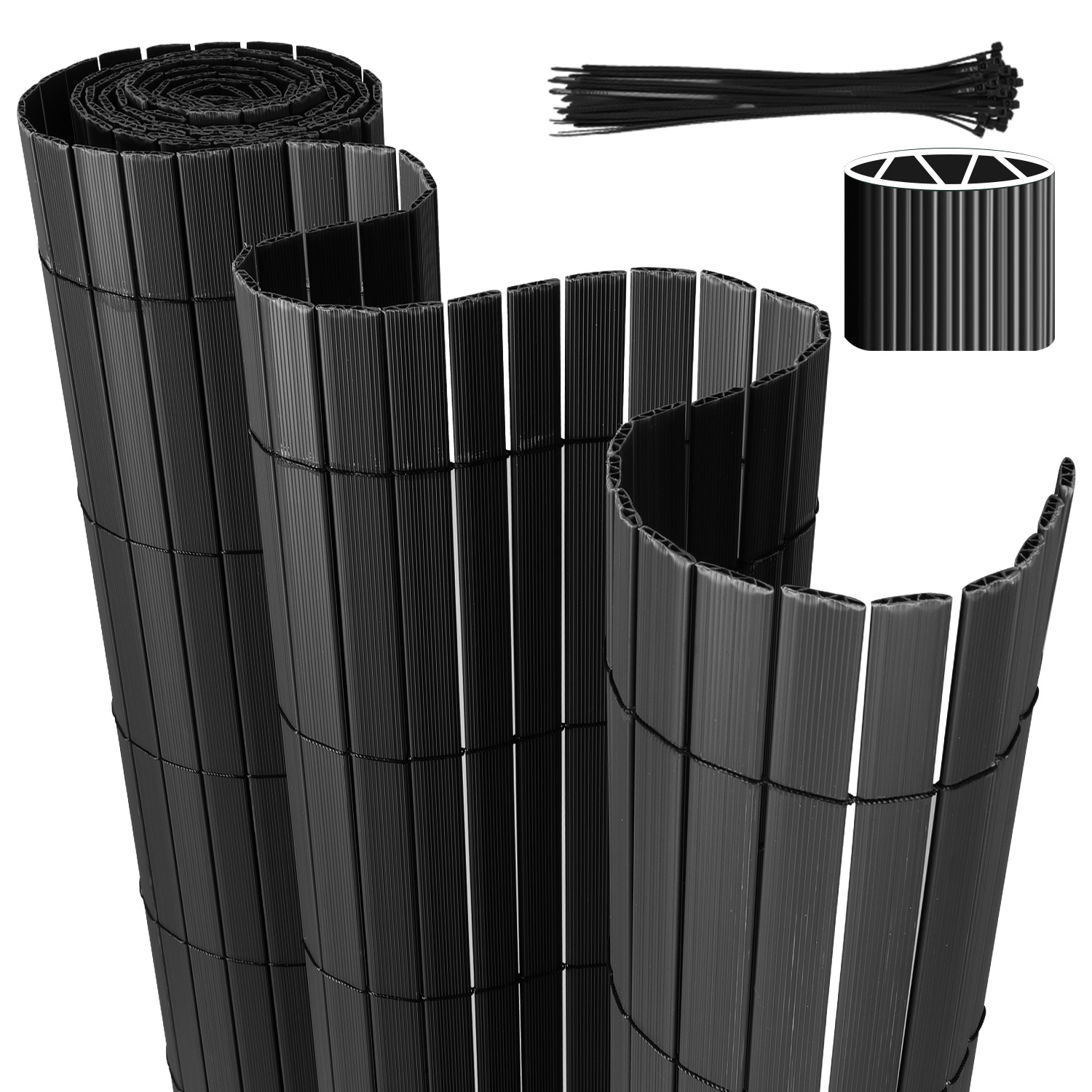 Wolketon Sichtschutzmatte Pvc Sichtschutzzaun Anthrazit Windschutz Fur Garten Balkon Und Terrasse 140x500cm Stabile W-form