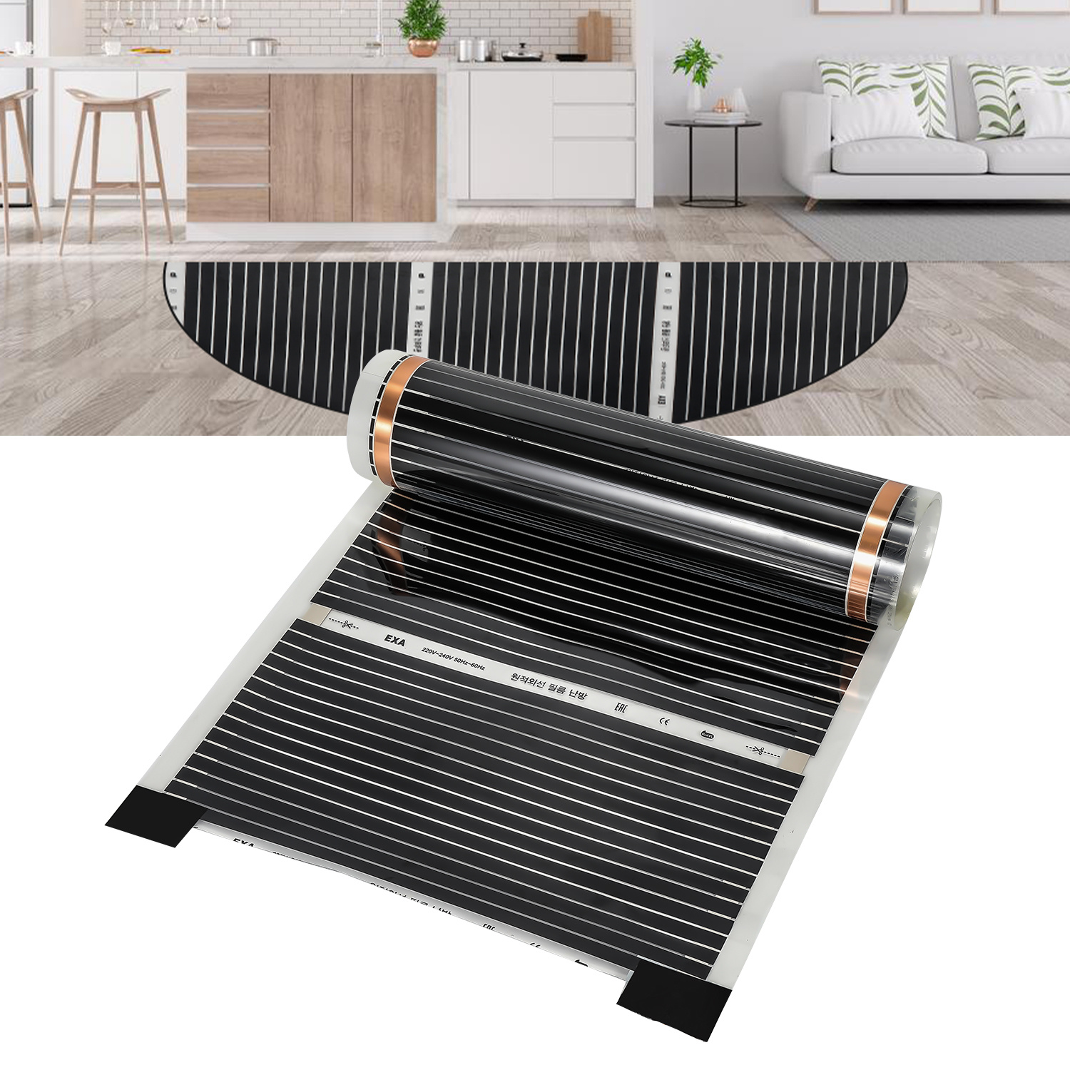 Wolketon Heizfolie Wohnwagen Flächenheizung Dünn Fußbodenheizung Pkw Elektrische 220w/㎡