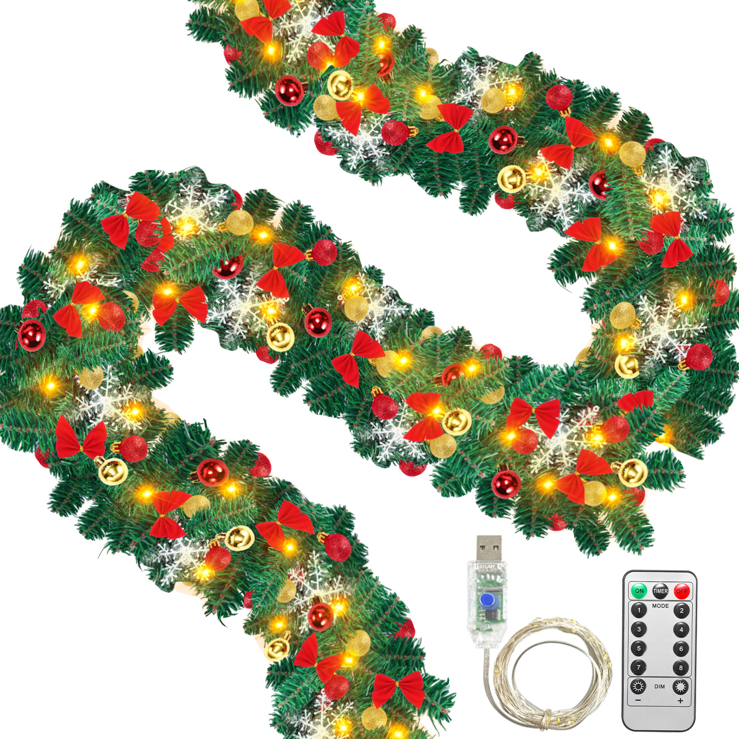 Wolketon Led Weihnachtsgirlande 5 M, 100 Led Warmweiß, Usb, Fernbedienung, 8 Modi, Weihnachtsdeko