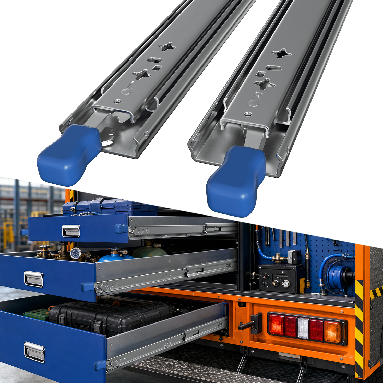 Wolketon Schwerlastauszug Schubladenschienen Verrieglung Schubladenauszug,53mm,tragkraft Bis 97kg, 2 Stück, 1000mm