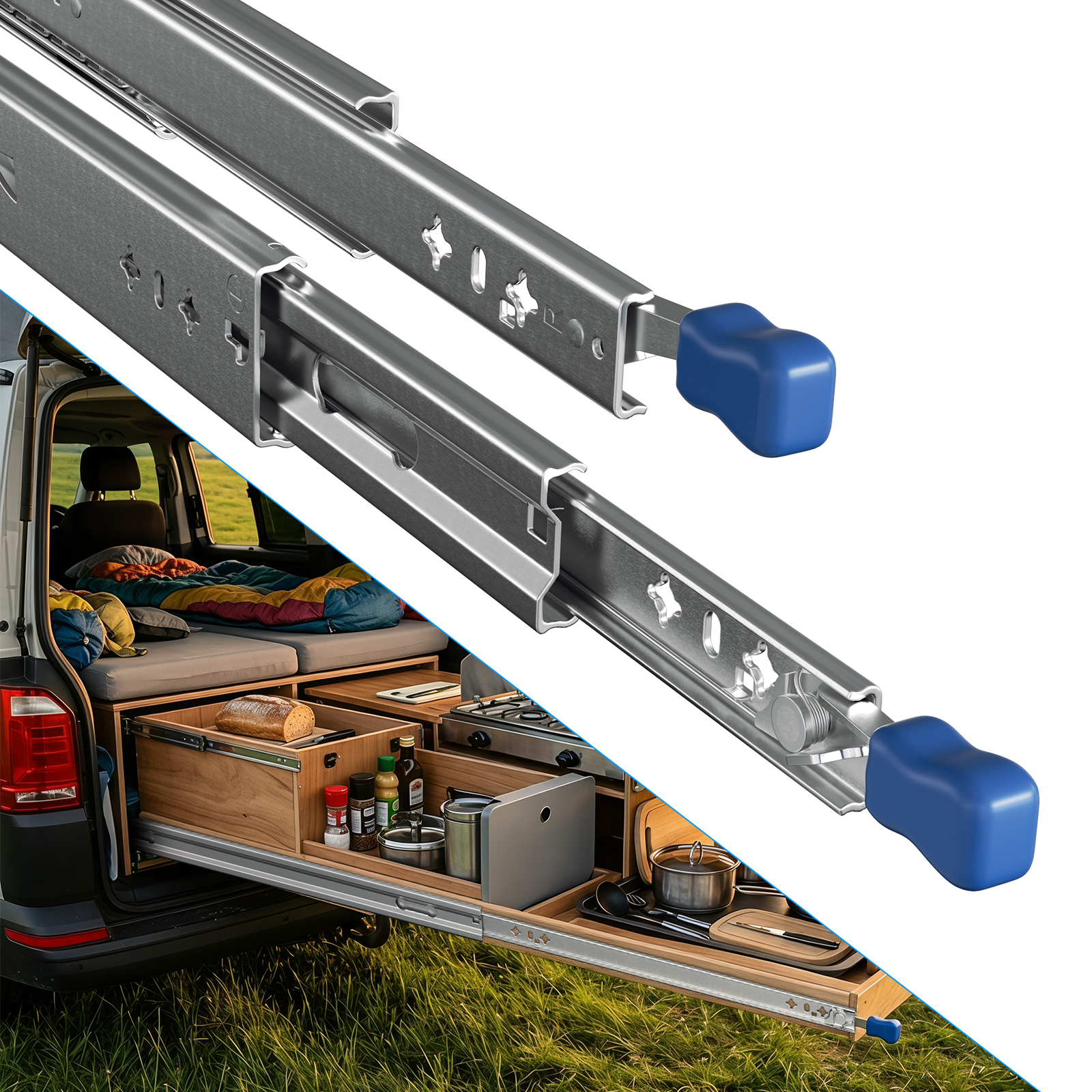 Wolketon Schwerlast-schubladenschienen 950 Mm, 90 Kg, Vollauszug, Verriegelbar, 2 Stück
