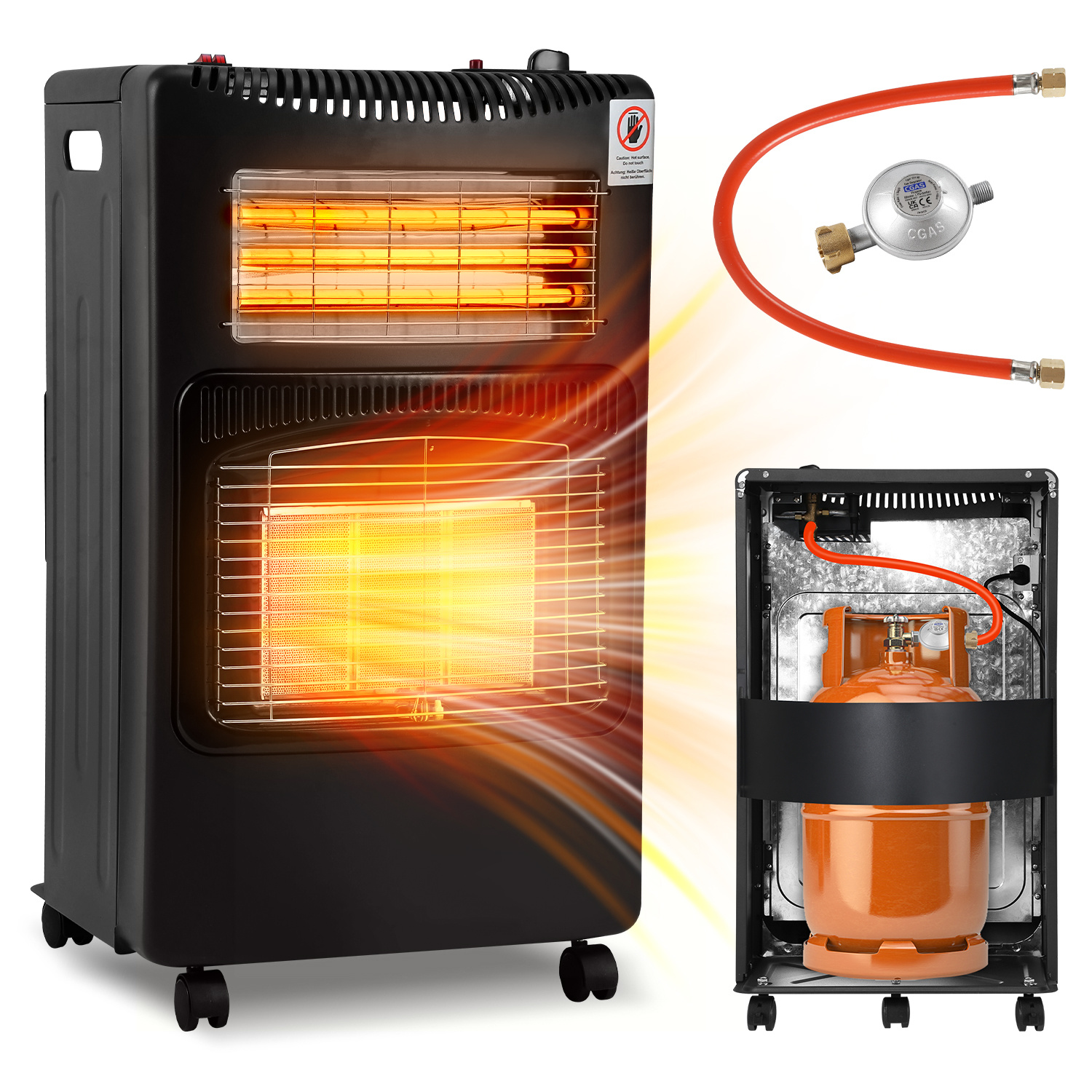 Wolketon Gas-elektroheizung 4200 W Gas Und 1200 W Strom, 3-stufig, Infrarot, Für 8–15-kg-gasflaschen