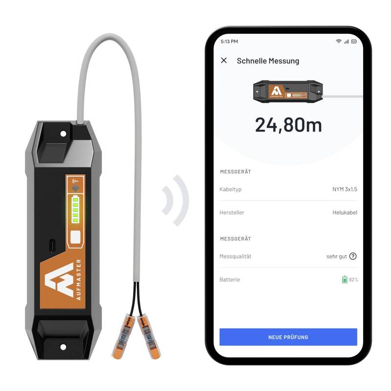 [gebraucht] B-ware Aufmaster Am1 Kabellängenmessgerät Ip54 Braun 10-1500m 0.25-16mm² Kunststoff