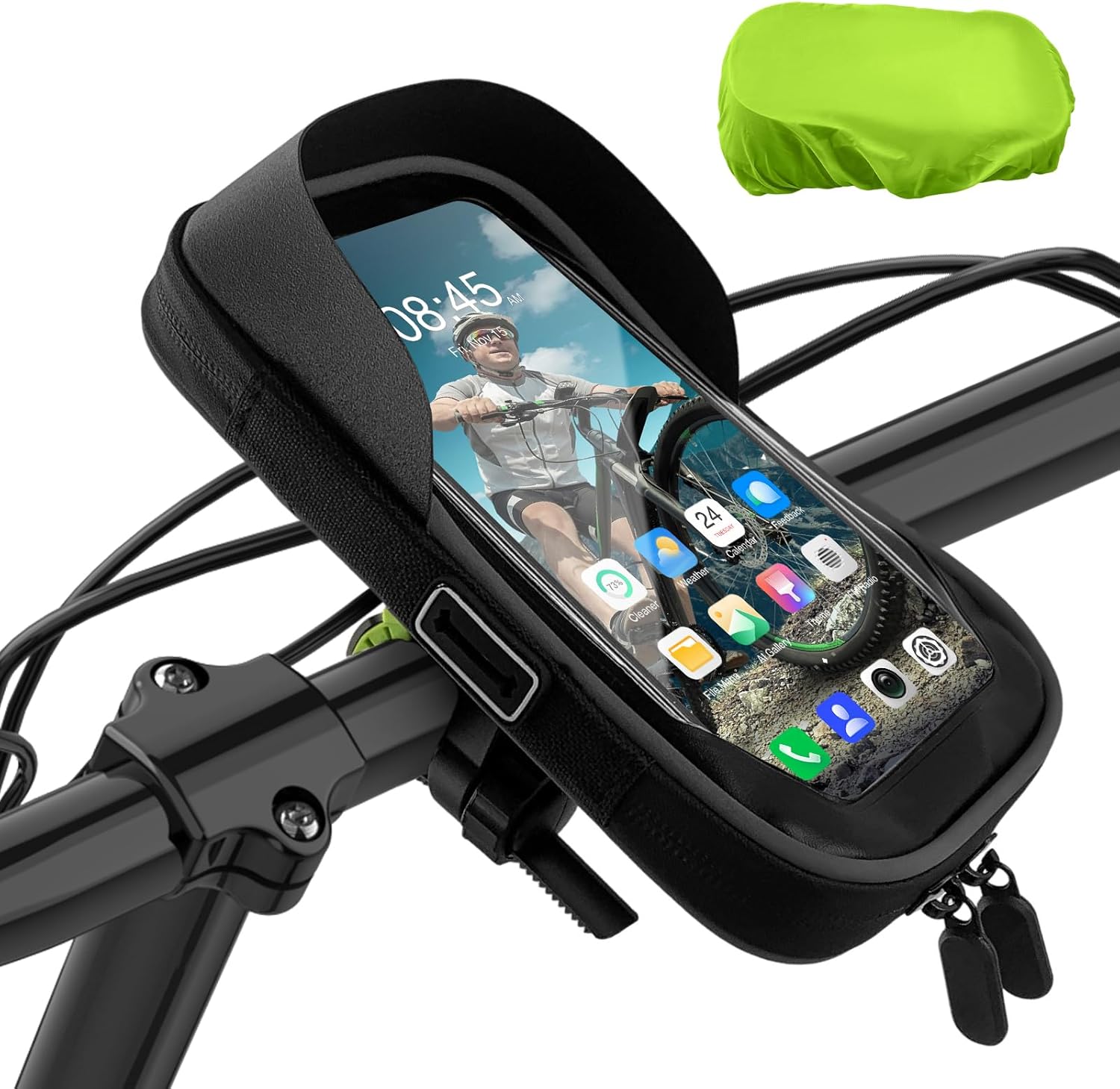 Wasserdichte Handyhalterung, Fahrradlenkertasche, Handyhalterung Für Mountainbikes, Roller Und Motorräder Mit Regenschutz, 360° Drehbarer Touchscreen Für 7-zoll-smartphones