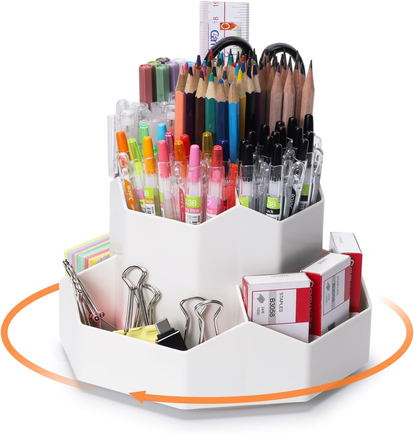 Drehbarer Stiftehalter, 360° Drehbarer Schreibtisch-organizer Stifteaufbewahrung, Schreibtisch-stiftehalter Mit 9 Fächern – Weiß