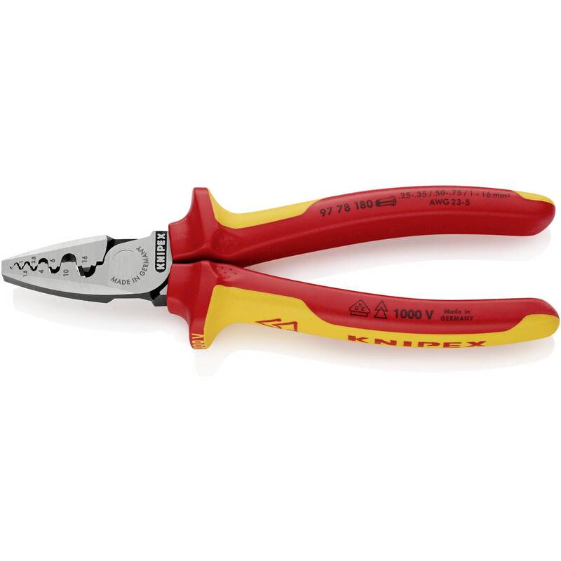 [neuwertig] B-ware Knipex Crimpzange Für Aderendhülsen 0,25-16 Mm² 180 Mm Werkzeugstahl