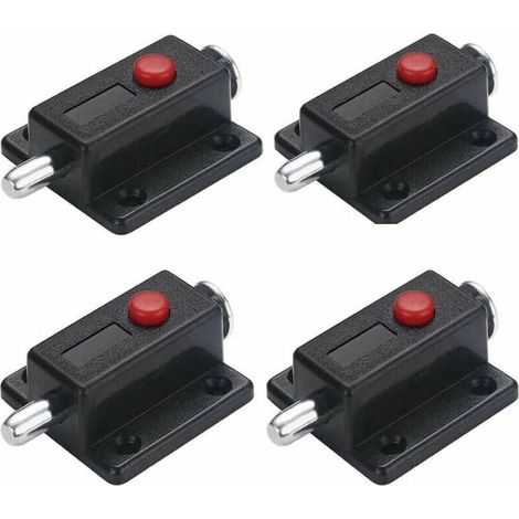 Set Mit 4 Automatischen, Federbelasteten Türschlössern Mit Federbelastetem Knopf, Schwarz