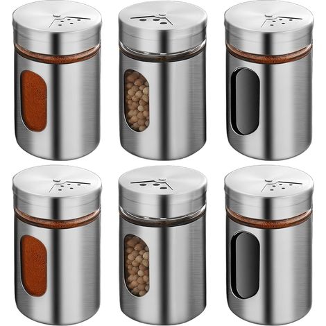 6er-set Gewürzgläser À 80 Ml: Gewürzgläser Mit 3 Verschiedenen Glaseinfüllöffnungen Und Drehbarem Edelstahldeckel, Salzbehälter, Gewürzdose, Gewürzgläser Für Küche Und Bad