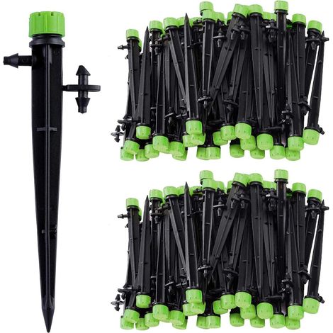 100 Stück Mikro-tropfbewässerungssprinkler, 360°-wasserfluss-emitter Mit 8 Löchern Für 1/4"-schläuche (4–7 Mm), Grün