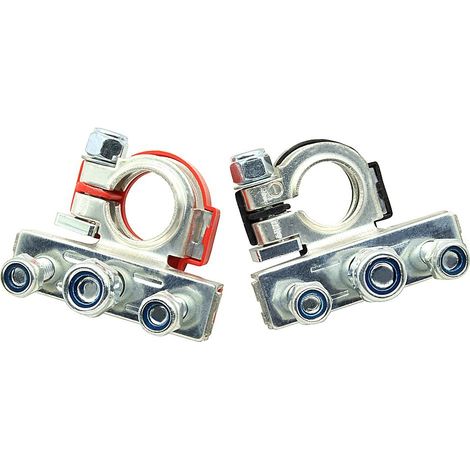 Set Mit 2 Batterieklemmen, 3-polige 12v-batterieklemmen Aus Verzinntem Kupfer, Plus- Und Minuspolanschluss, Autobatterieklemme Für Pkw, Wohnwagen Und Wohnmobile