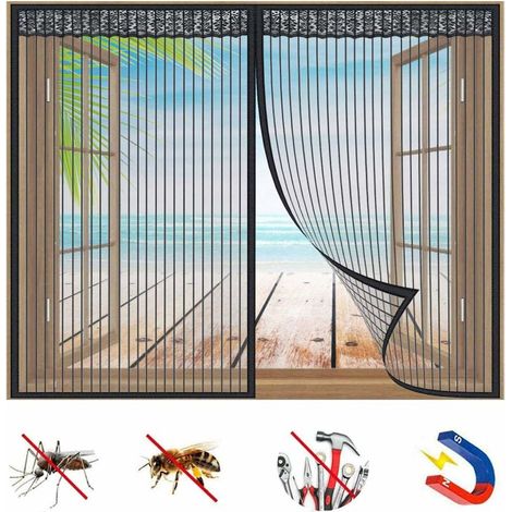 Magnetisches Fliegengitter, Moskitonetz-vorhänge, Automatischer Magnetverschluss, Für Fenster Oder Türen - Schwarz 47x47 Zoll (120x120 Cm)