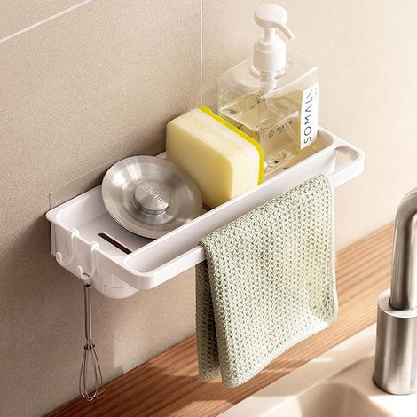 Selbstklebender Schwammhalter Für Die Küchenspüle – Rostfreies Abs-material – Einfache, Bohrfreie Montage – Praktische Aufbewahrung