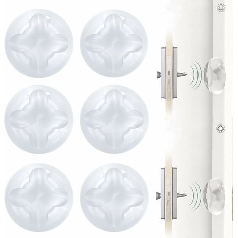 Wandmontierter Türstopper, Türstopper, Türgriffstopper, 6 Stück, Selbstklebend, Transparentes Gummi, Wandschutz