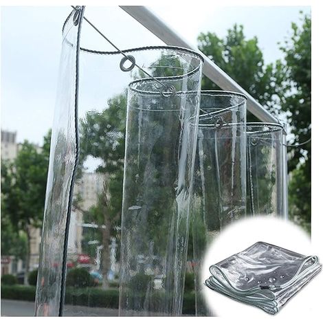Transparente Schutzplane, 0,3 Mm Dicke, Wasserdichte Pvc-plane Mit Rostfreien Metallösen, Für Terrassen Und Gärten, Lochabstand 50 Cm