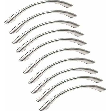 Set Mit 10 Küchenschrankgriffen Aus Edelstahl – Türgriffe, Oberfläche Gebürstetes Nickel, 128 Mm Lochabstand, Silber