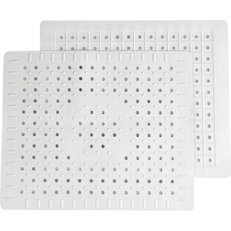Set Mit 2 Weißen Abtropfmatten Aus Gummi Für Küchenspülen Mit Abflusslöchern